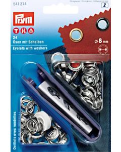 Occhielli con rondelle argento 8 mm - Prym
