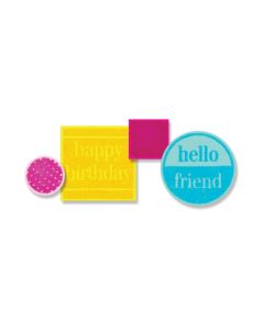 Fustella Sizzix Framelits "Espressioni amichevoli" con timbri - 659647
