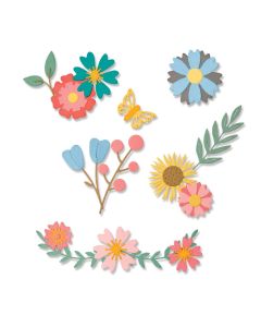 Fustella Sizzix Thinlits "Fiori, petali delicati" - 664455