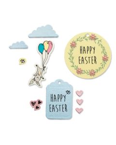 Fustella Sizzix Framelits "Divertimento di Pasqua" con timbri - 665065