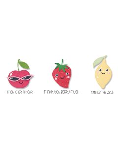 Fustella Sizzix Thinlits "Amici fruttosi, fragola limone ciliegia" con timbri - 666102