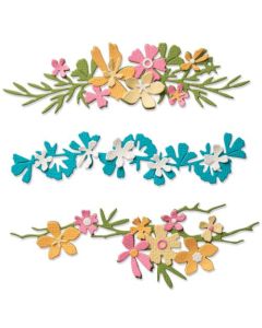Fustella Sizzix Thinlits "Bordi bosco, floreali" - 666251
