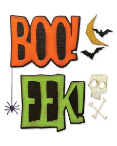 Fustella Sizzix Thinlits "Grandi spaventi, frasi Halloween" - 666381
