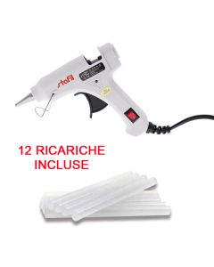 Pistola per colla a caldo con ugello fine + 12 ricariche da 7,2 mm