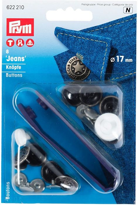 Bottoni per jeans da 17 mm con applicatore - Prym