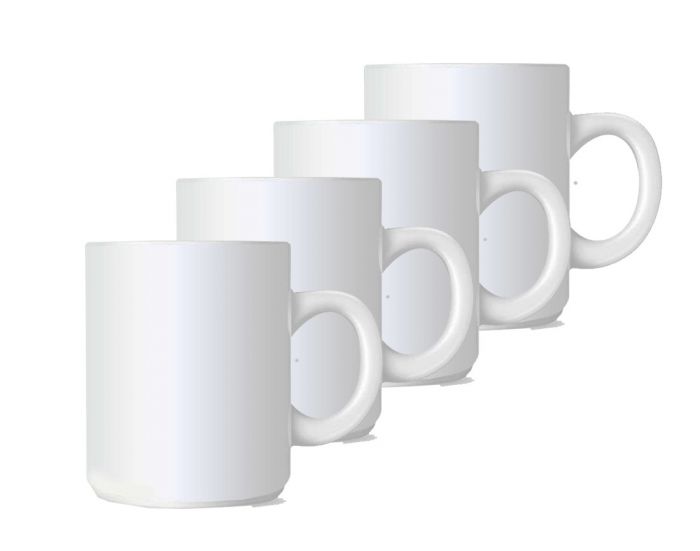 Set 4 tazze bianche in ceramica personalizzabili 325ml per termopresse