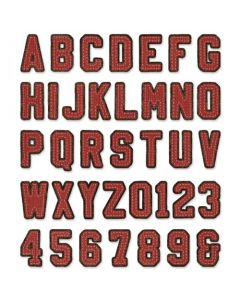 Fustella Sizzix Thinlits "Alfabeto maiuscolo e numeri stile università" - 665437