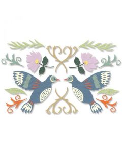 Fustella Sizzix Thinlits "Uccelli e fiori" - 666015