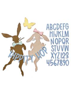 Fustella Sizzix Thinlits "Coniglio e alfabeto, vault" - 666562