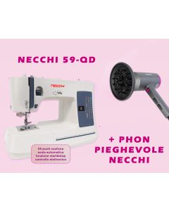 Macchina per cucire meccanica con funzioni elettroniche Necchi NC-59QD + PHON PIEGHEVOLE NECCHI