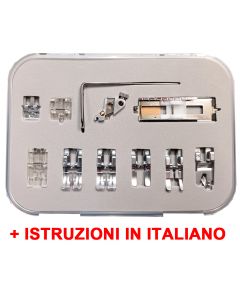 Set 11 piedini e accessori Pfaff con IDT (Doppio trasporto) + Nostre istruzioni in italiano